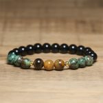 Buddha Stones Turquoise Tiger Eye Beads Glass Balance Serenity Bracelet - image 8