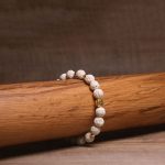 Buddha Stones Whitelava Rock Om Symbol Healing Calm Bracelet - image 3