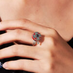 Buddha Stones Om Mani Padme Hum Copper Prayer Wheel Rotatable Wealth Ring - image 4