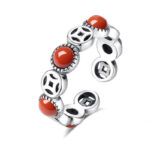 Buddha Stones Jade South Red Agate Copper Coin Prosperity Luck Open Ring - image 8