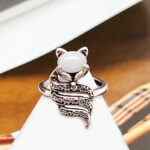 Buddha Stones Copper Fox Head Open Healing Ring - image 2