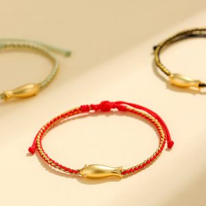 Buddha Stones 999 Sterling Silver Lucky Koi Fish Protection Rope Bracelet - image 1
