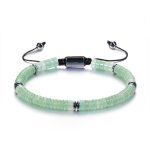 Buddha Stones Small Black Obsidian Green Aventurine Grey Jasper Tiger Eye Strength Rope Bracelet - Green Aventurine(Wrist Circumference: 15-20cm) - image 3