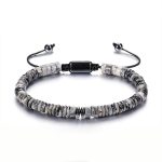 Buddha Stones Small Black Obsidian Green Aventurine Grey Jasper Tiger Eye Strength Rope Bracelet - Grey Jasper(Wrist Circumference: 15-20cm) - image 5