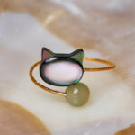 Buddha Stones Black Tridacna Stone Cat Jade Blessing Adjustable Ring - image 10