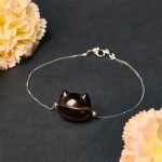 Buddha Stones 925 Sterling Silver Cat Natural Ice Obsidian Positive Bracelet - image 3