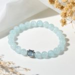 Buddha Stones Natural Aquamarine Lucky Cat Peace Bracelet - image 2