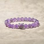 Buddha Stones Cute Cat Face Amethyst Relieves Stress Bracelet - image 5