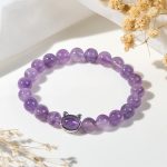 Buddha Stones Natural Amethyst Bead Cute Cat Healing Bracelet - image 2