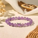 Buddha Stones Natural Amethyst Bead Cute Cat Healing Bracelet - image 3