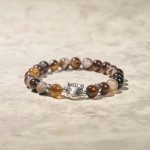 Buddha Stones Chocolate Siamese Cat Natural Brown Striped Agate Bead Stability Bracelet - image 4