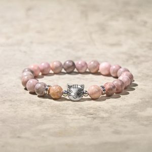 Buddha Stones 8mm Cat Design Zebra Jasper Protection Bracelet - Zebra Jasper(Wrist Circumference: 16-19cm) - image 1