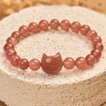 Buddha Stones Natural Strawberry Quartz Cat Healing Positive Bracelet - image 3