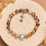 Buddha Stones Zebra Jasper Agate Bead Positive Bracelet - Brown Tabby Cat(Wrist Circumference 15-16cm) - image 1