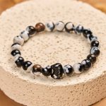 Buddha Stones Black and White Cat Fire Agate Confidence Bracelet - image 3