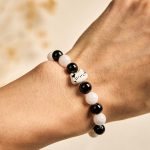 Buddha Stones Bicolor Cat Black Onyx White Chalcedony Fortune Bracelet - image 5