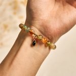 Buddha Stones 925 Sterling Silver Tourmaline Cat Natural Peacock Agate Courage Bracelet - image 4