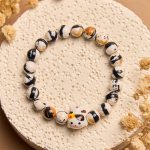 Buddha Stones Calico Cat Natural Stone Ceramic Kitten Head Strength Bracelet - image 2
