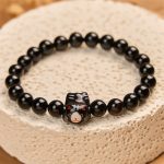 Buddha Stones Black Cat Natural Black Onyx Ceramic Kitten Support Bracelet - image 3
