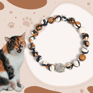 Buddha Stones 925 Sterling Silver Calico Cat Stone Bead Bracelet - Calico Cat(Wrist Circumference 15-16cm) - image 1