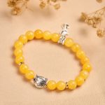 Buddha Stones Orange Tabby Cat Yellow Chalcedony Positivity Bracelet - image 4