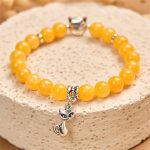 Buddha Stones Orange Tabby Cat Yellow Chalcedony Positivity Bracelet - image 2