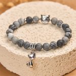 Buddha Stones Grey Tabby Cat Natural Black Veined Jasper Strength Bracelet - image 3