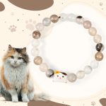 Buddha Stones Calico Cat Natural Agate Stone Ceramic Kitten Head Power Bracelet - Calico Cat(Wrist Circumference 15-16cm) - image 1