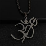 Buddha Stones Trident OM Symbol Stainless Steel Connection Necklace Pendant - Black - image 4