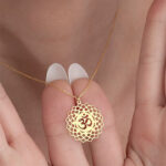 Buddha Stones Hollow Lotus Design Om Symbol Stainless Steel Connection Necklace Pendant - Gold - image 1