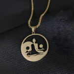 Buddha Stones Yin Yang Buddha Figure Hollow Design Stainless Steel Balance Necklace Pendant - image 2