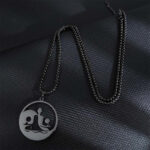 Buddha Stones Yin Yang Buddha Figure Hollow Design Stainless Steel Balance Necklace Pendant - Black - image 9