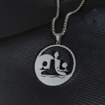 Buddha Stones Yin Yang Buddha Figure Hollow Design Stainless Steel Balance Necklace Pendant - image 7