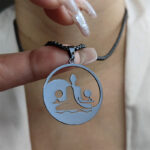 Buddha Stones Yin Yang Buddha Figure Hollow Design Stainless Steel Balance Necklace Pendant - image 10