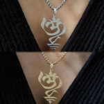 Buddha Stones Vintage OM Symbol geometry Design Stainless Steel Connection Necklace Pendant - image 11