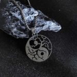 Buddha Stones Branches Hollow Yin Yang Design Stainless Steel Balance Necklace Pendant - image 3