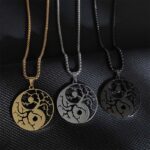 Buddha Stones Branches Hollow Yin Yang Design Stainless Steel Balance Necklace Pendant - image 1