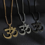 Buddha Stones Om Symbol Mantra Stainless Steel Focus Necklace Pendant - image 1