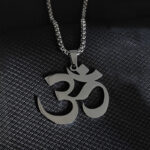 Buddha Stones Om Symbol Mantra Stainless Steel Focus Necklace Pendant - image 3