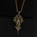 Buddha Stones Lotus Unalome Chakra Symbol Design Stainless Steel Enlightenment Necklace Pendant - Gold - image 5