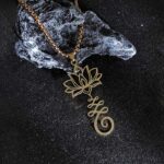 Buddha Stones Chakra Symbol Irregular Design Lotus Stainless Steel Enlightenment Necklace Pendant - image 6