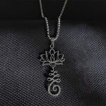 Buddha Stones Chakra Symbol Irregular Design Lotus Stainless Steel Enlightenment Necklace Pendant - image 3