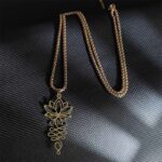 Buddha Stones Lotus Vines Design Chakra Symbol Stainless Steel Enlightenment Necklace Pendant - Gold - image 5