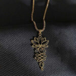 Buddha Stones Lotus Vines Design Chakra Symbol Stainless Steel Enlightenment Necklace Pendant - image 6