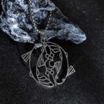 Buddha Stones Vintage Koi Fish Hollow Design Stainless Steel Luck Necklace Pendant - Silver - image 2