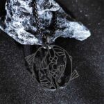 Buddha Stones Vintage Koi Fish Hollow Design Stainless Steel Luck Necklace Pendant - Black - image 8