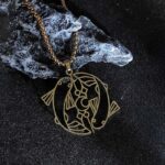 Buddha Stones Vintage Koi Fish Hollow Design Stainless Steel Luck Necklace Pendant - image 6
