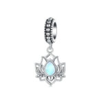 Buddha Stones 925 Sterling Silver Lotus Design Moonstone Healing Necklace Pendant - image 4