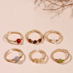 Buddha Stones Natural Stone Bead Alloy Healing Open Ring - image 1