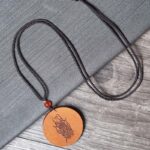 Buddha Stones Lightning Struck Jujube Wood Yin Yang Bagua Luck Necklace Pendant - image 5